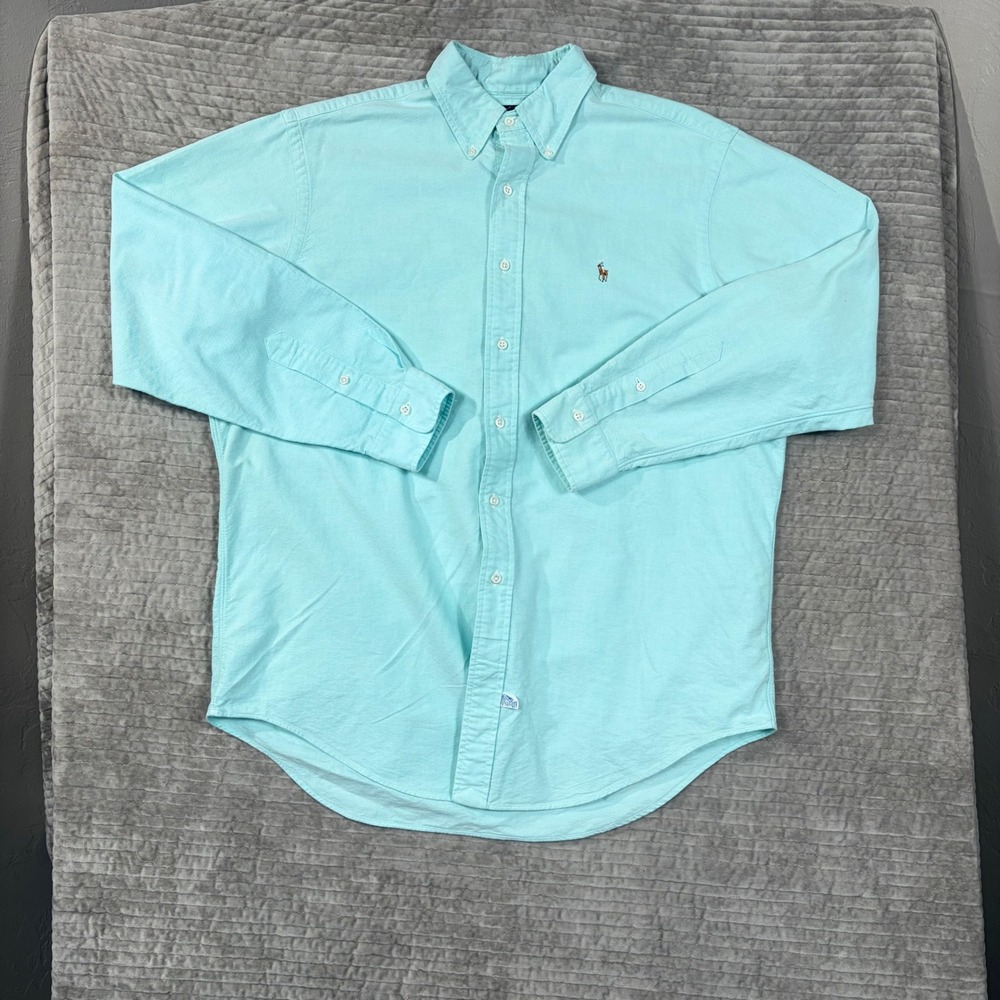 Ralph Lauren Mens Oxford Button Down Shirt Light Turquoise Blue 16.5 35 XL